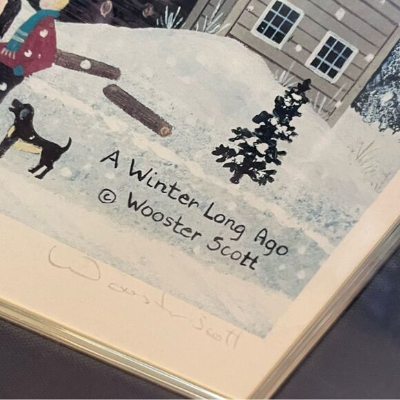 Jane Wooster Scott Pencil Signed Lithograph Custom Framed A Winter Long Ago - Picture 5 of 9